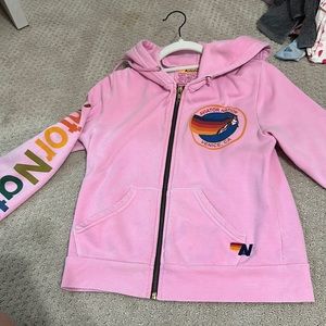 pink aviator nation zip up, size xs